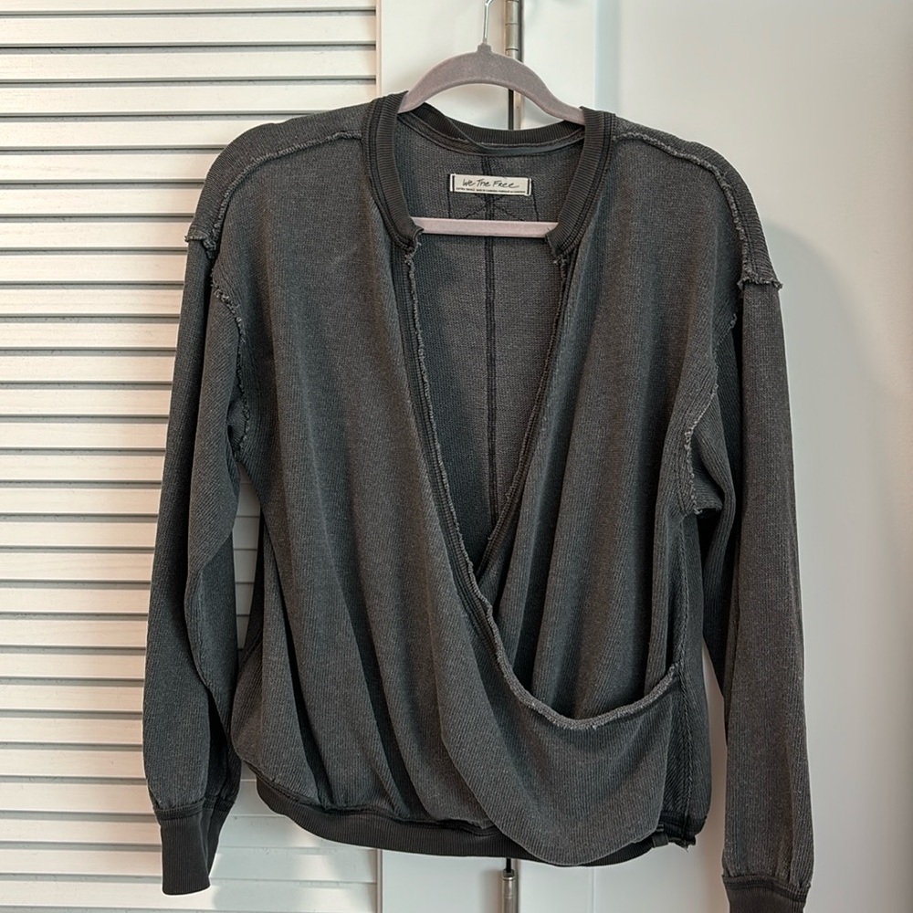 We The Free crossover waffle knit sweatshirt
